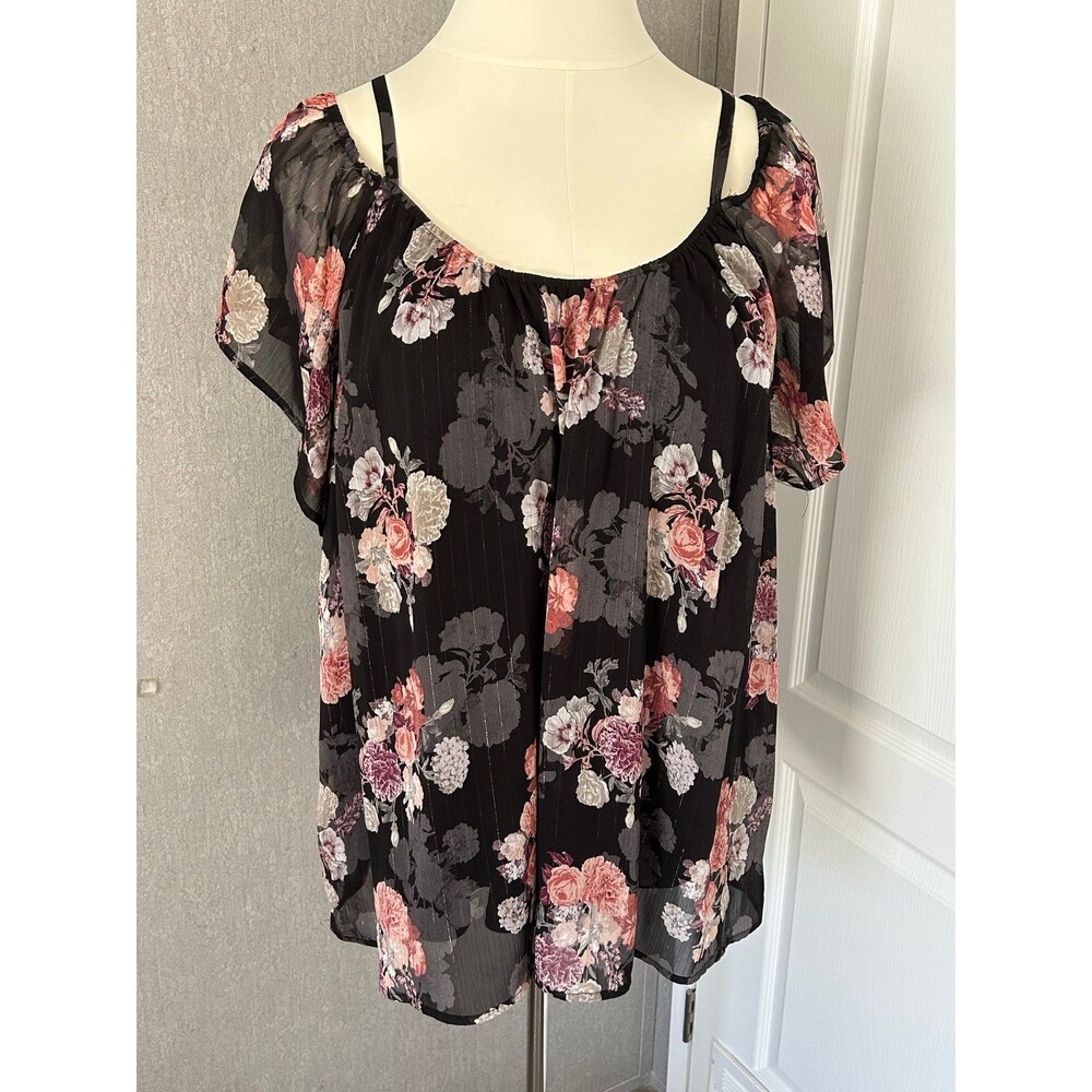 Torrid Black Floral Off-Shoulder Blouse